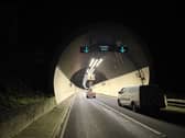 Work underway on the lighting at the Hindhead Tunnel