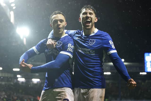Happier times. Pompey celebrate victory over Millwall last month. Picture: Jason Brown/ProSportsImages
