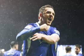 Jordan Williams celebrates his goal in the 3-1 win over Millwall. Pic: Paul Phelan/ProSportsImages