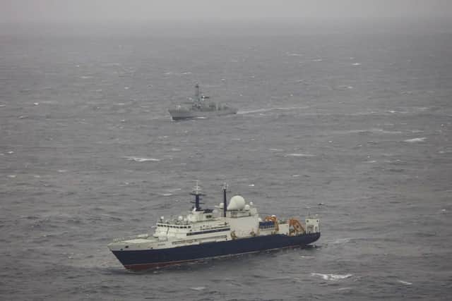 HMS Severn was deployed to track two Russian ships sailing across the English Channel.