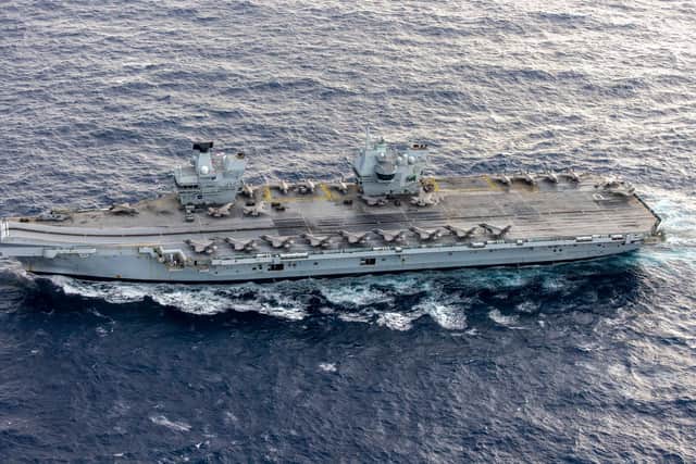 View of the 24 F-35B British and Italian Jets embarked onboard the Flight Deck of HMS Prince of Wales.
