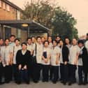 Picture of the first cohort's first day at Portsmouth Hospitals University NHS Trust in November 2000.