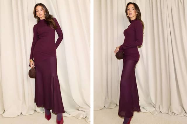 I’m so glad I waited for the Cyber Monday sale to get the Michelle Keegan Burgundy dress