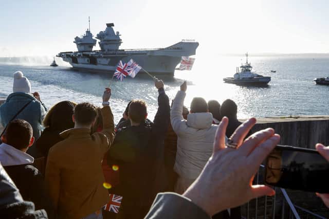 Homecoming of HMS Prince of Wales, taken from the Round Tower, Portsmouth
Picture: Chris Moorhouse (301125-30)