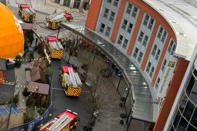 Multiple fire engines have responded to a fire at a bar in Gunwharf Quays this morning.