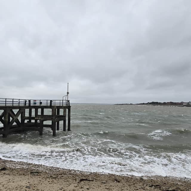 Strong winds and heavy rain has battered Portsmouth on Monday, December 1. Wind caused a piece of cladding to fall from a property in Cosham High Street with police putting up a cordon while they made the scene safe.