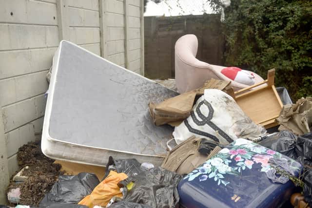Fly tipping in Halliday Crescent in Eastney