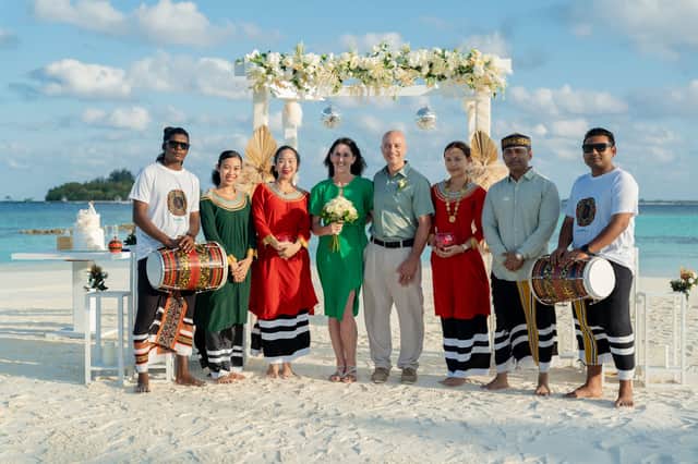 The couple of the Nova Maldives wedding party