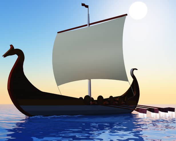 A Viking longship like those once used by Norse settlers who travelled to Britain.