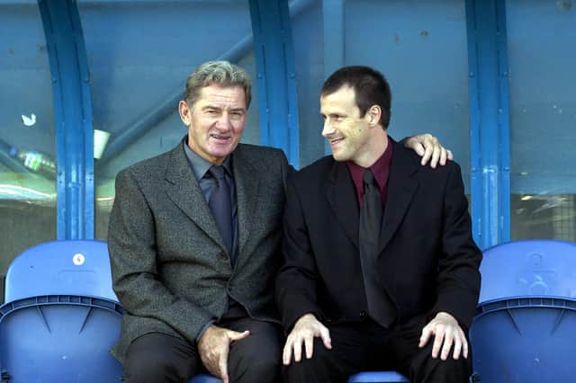 In happier times. Milan Mandaric appointed Steve Claridge as Pompey manager in October 2000. Picture: Esme Allen