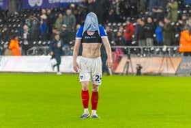 Pompey's Terry Devlin sums up Pompey's frustration at Swansea City. Pic: Dan Minto/ProSportsImages