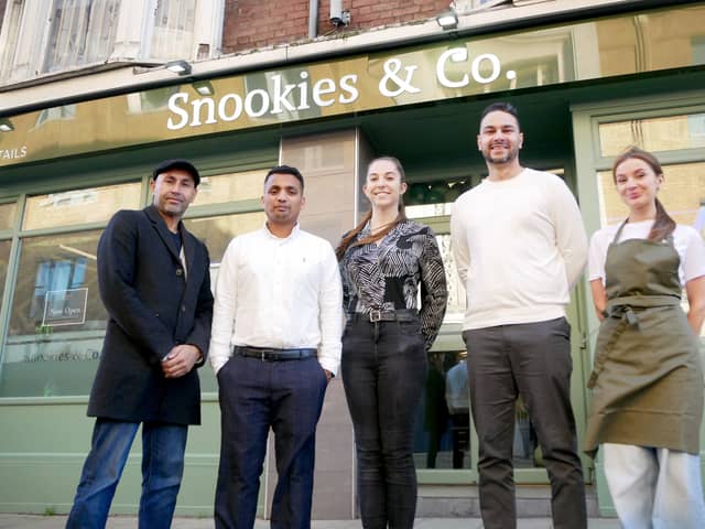 Snookies & Co has opened in Osborne Road, Southsea. 

Pictured is: (l-r) Kaz Miah, CEO, Rubel Miah, partner, Allanah Smithson, manager, George Purnell, partner and Issy Middlewood, front of house. 
