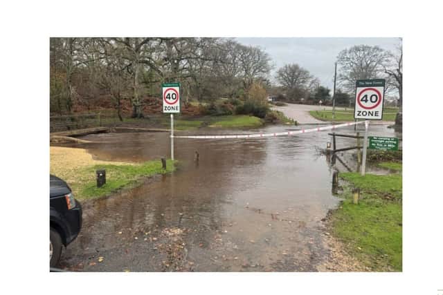 The ford at Moyles Court has been closed off