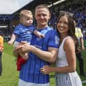 Colby Bishop with wife Annabel and daughter Camilla on the final day of last season against Hull. Picture: Jason Brown/ProSportsImages