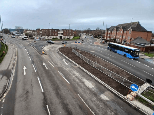 Works in Hilsea to improve the bus lanes