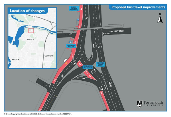Details of the works in Hilsea to improve the bus lanes