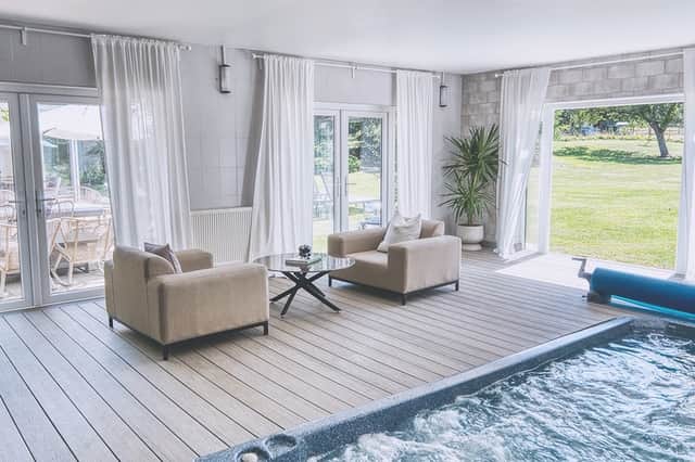 The spa pool and relaxation space at York Cottage Spa, where guests can unwind with extended spa access and afternoon tea as part of a luxury overnight stay in Northamptonshire.