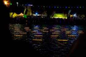 Lake of Lights by Rowans Hospice at Canoe Lake in Southsea. Pictured is the lights on the lake. Pictured by Alec Chapman