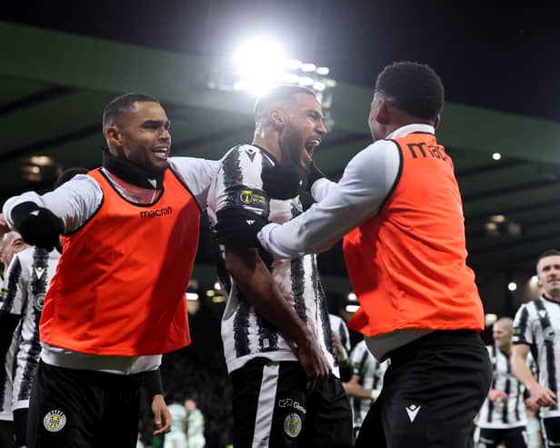 Former Hawks striker Jonah Ayunga netted twice in St Mirren's 3-1 win over Celtic in the Scottish League Cup final on Sunday