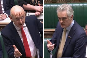 Tensions flared in parliament as the date for publishing the defence investment plan has yet to be revealed. From L: Defence secretary James Cartlidge and shadow defence secretary James Cartlidge.