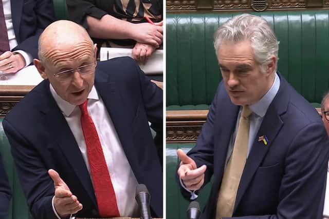 Tensions flared in parliament as the date for publishing the defence investment plan has yet to be revealed. From L: Defence secretary James Cartlidge and shadow defence secretary James Cartlidge.