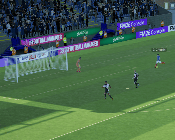 A screenshot from Football Manager 2026 game between Portrsmouth and QPR (photo Sports Interactive)