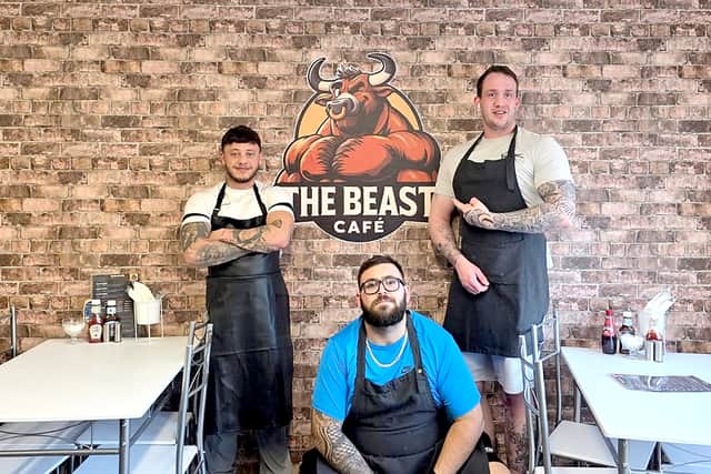 The Beast Cafe in Forton Road, Gosport, opened in November 2025. 

Pictured: Owners of The Beast Cafe (l-r) Owen Arney, Joey Kabadayi and Merlin Archer.


Picture Tayah Thomson