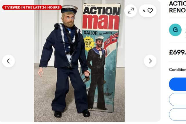 A rare Action Man sailor toy from 1971, listed for sale on eBay for £699.99
