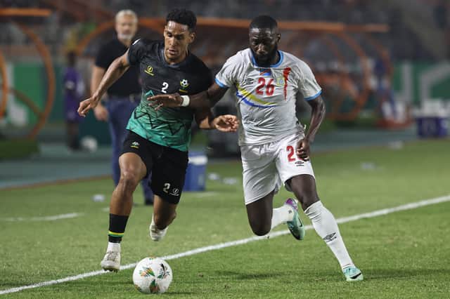 Haji Mnoga, pictured up against DR Congo's Arthur Masuaku, competed in the last Africa Cup of Nations in 2024. Picture: FADEL SENNA/AFP via Getty Images)
