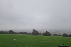 Wind and rain lashes down on Portsmouth - with most of the city hidden from view from Portsdown Hill