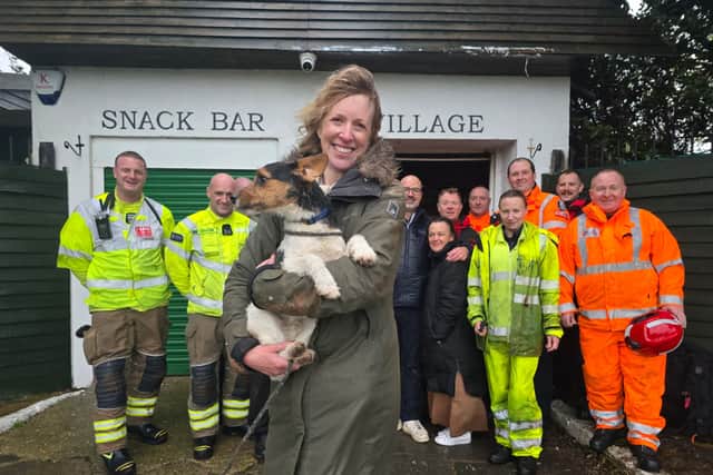The fire service has rescued Benny the dog after he became trapped in an air vent at the Southsea Model Village earlier today. 

Pictured: Owner Kate Underwood with Benny 

Picture: Habibur Rahman