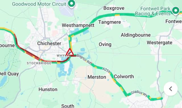 Flooding has resulted in a lane closure and heavy delays.