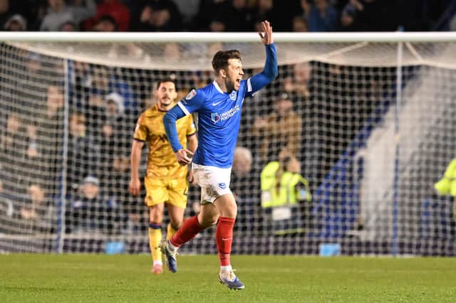 Callum Lang celebrates scoring against Blackburn in December. Picture: Graham Hunt/ProSportsImages