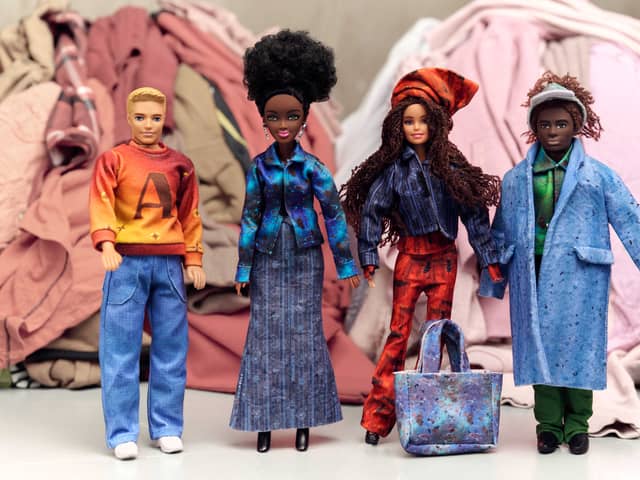 The doll-sized fashion collection was made from textile waste using Epson’s Dry Fibre Technology and printed with Epson’s water-saving Monna Lisa digital textile printer. 