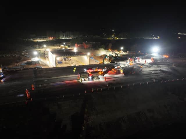 The motorway surface of the M27 has been removed as part of the junction 10 works with teams working since early this morning