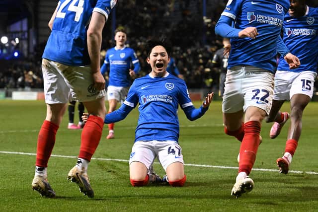 Minhyeok Yang celebrates his dramatic winner over Charlton. Picture: Graham Hunt/ProSportsImages