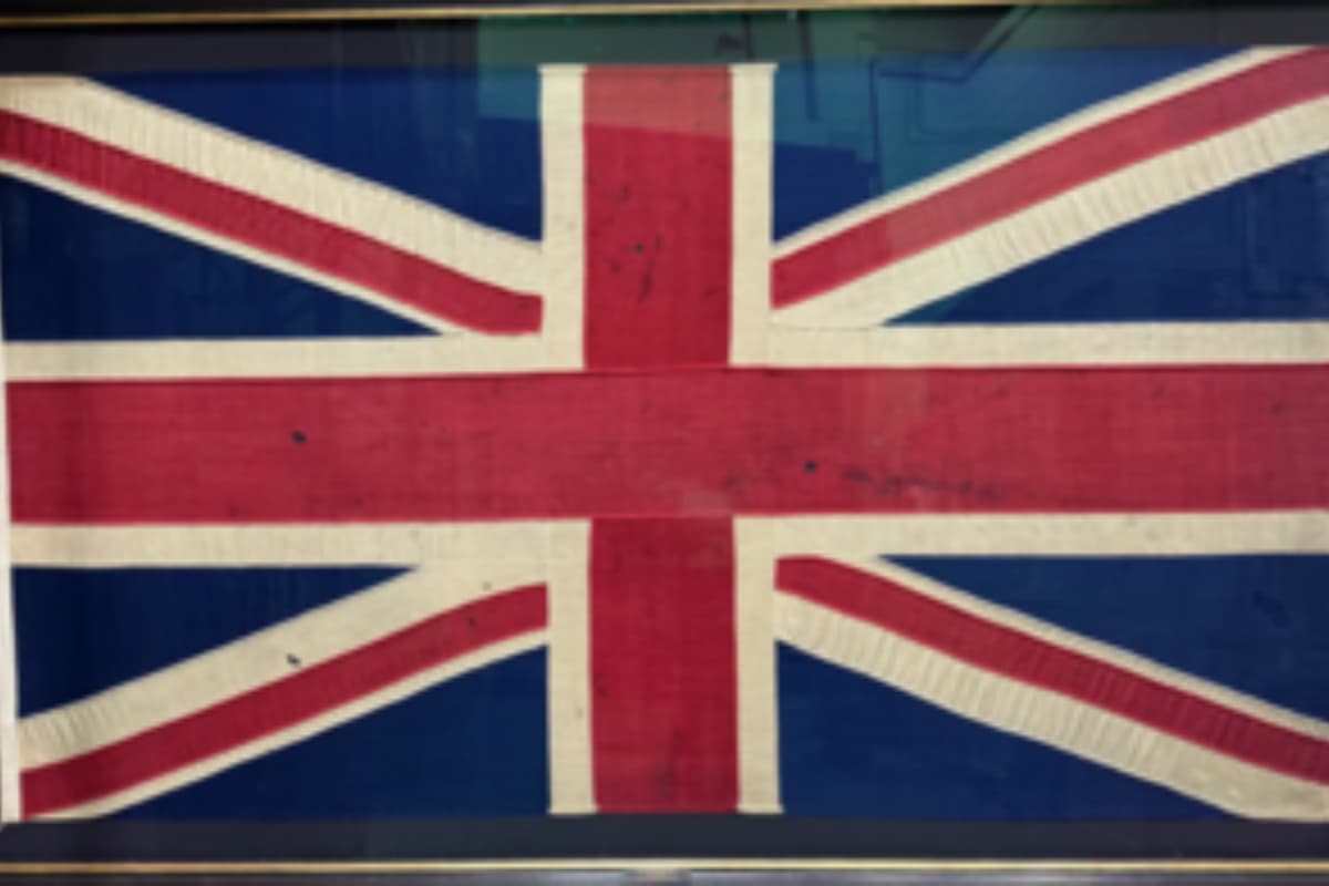 Die legendäre Flagge der Schlacht von Trafalgar, die Lord Nelsons Flotte ...