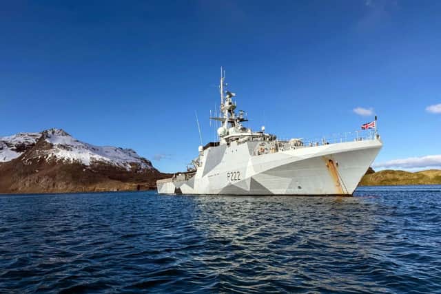 Royal Navy, Army and RAF personnel joined forces for the last exercise of 2025. Pictured is the Portsmouth-based patrol ship HMS Forth in South Georgia.