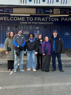 Gibraltar-based Louis Bruzon (right right) was at Fratton Park today along with Christine and Stephen Shephard, Dayla Gibbons, Charles Bruzon and Louise Bruzon.