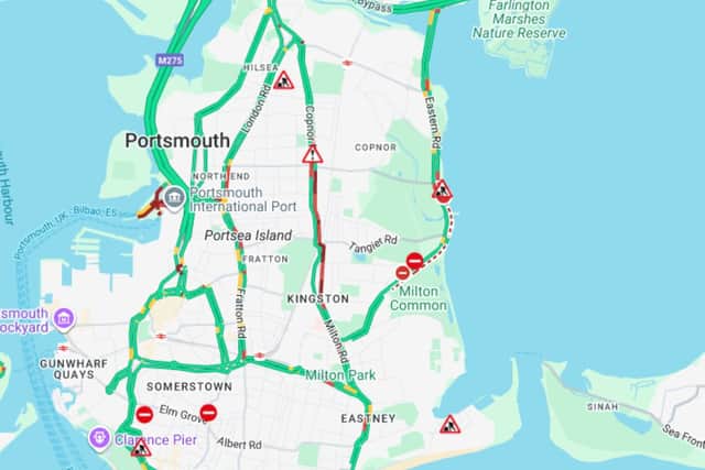Delays in Portsmouth on Monday, January 5.