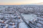 The first Hampshire snow of 2026 on January 5. 

Pictured: Drone footage of Denmead. 

Picture: Alex Shute 