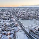 The first Hampshire snow of 2026 on January 5. 

Pictured: Drone footage of Denmead. 

Picture: Alex Shute 