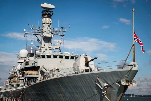 HMS Kent is still proceeding with "deep maintenance" while the number of frigates in the Royal Navy fleet slowly shrinks. Pictured is the Type 23 Duke-class vessel in 2022.