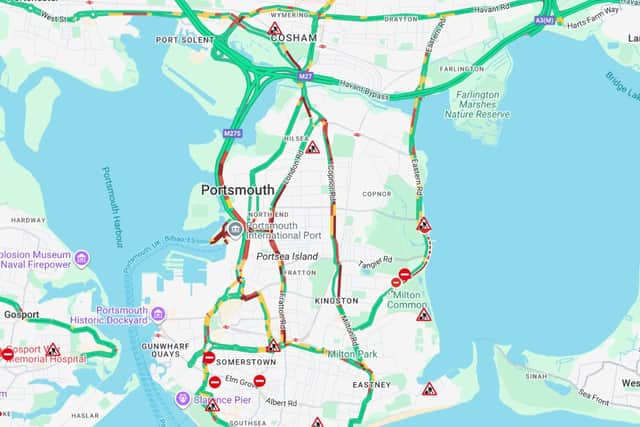 Delays are building on the main routes into Portsmouth ahead of rush hour on Tuesday, January 6.