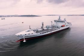 RFA Tideforce was spotted in Gibraltar near HMS Dragon, a Royal Navy Type 45 destroyer which is heading to the eastern Mediterranean.
