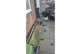 Pictures show the front of a car that was significantly damaged following a crash on Thursday, January 8.