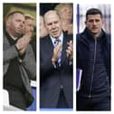 From left to right: Sporting director Rich Hughes, chairman Michael Eisner and Pompey boss John Mousinho.