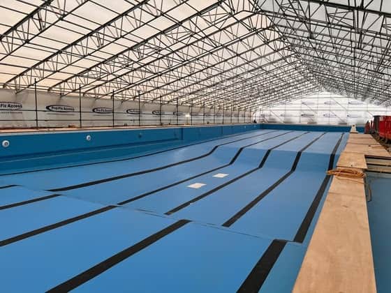 Racing lines have been added to Hilsea Lido with contractors working over Christmas to get the job done.