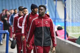 Bukayo Saka arrives at Fratton Park for the FA Cup third-round fixture. Picture: Graham Hunt/ProSportsImages