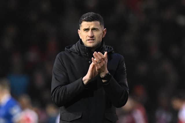 Pompey boss John Mousinho was reeling after picking up two fresh injuries in the FA Cup defeat to Arsenal. Picture: Graham Hunt/ProSportsImages